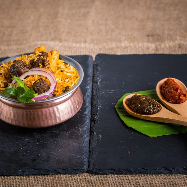 Goat Dum Biryani.